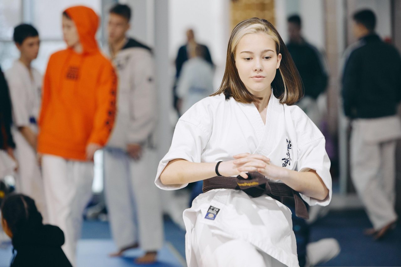 Girl practicing karate